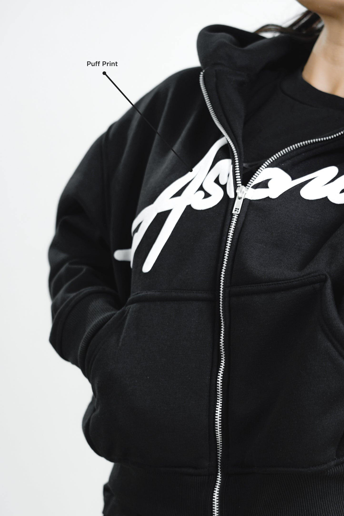 Vantablack Full Zip Boxy Hoodie - Black