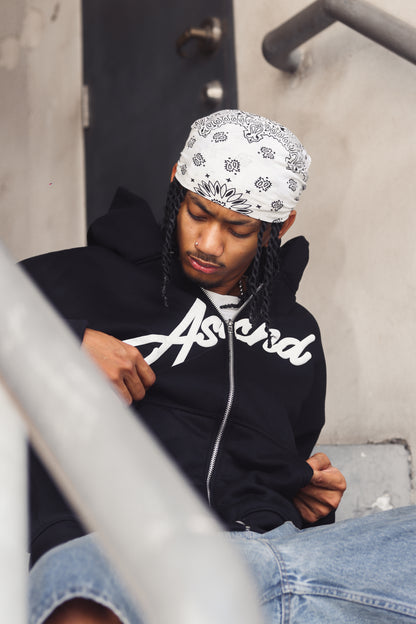 Vantablack Full Zip Boxy Hoodie - Black