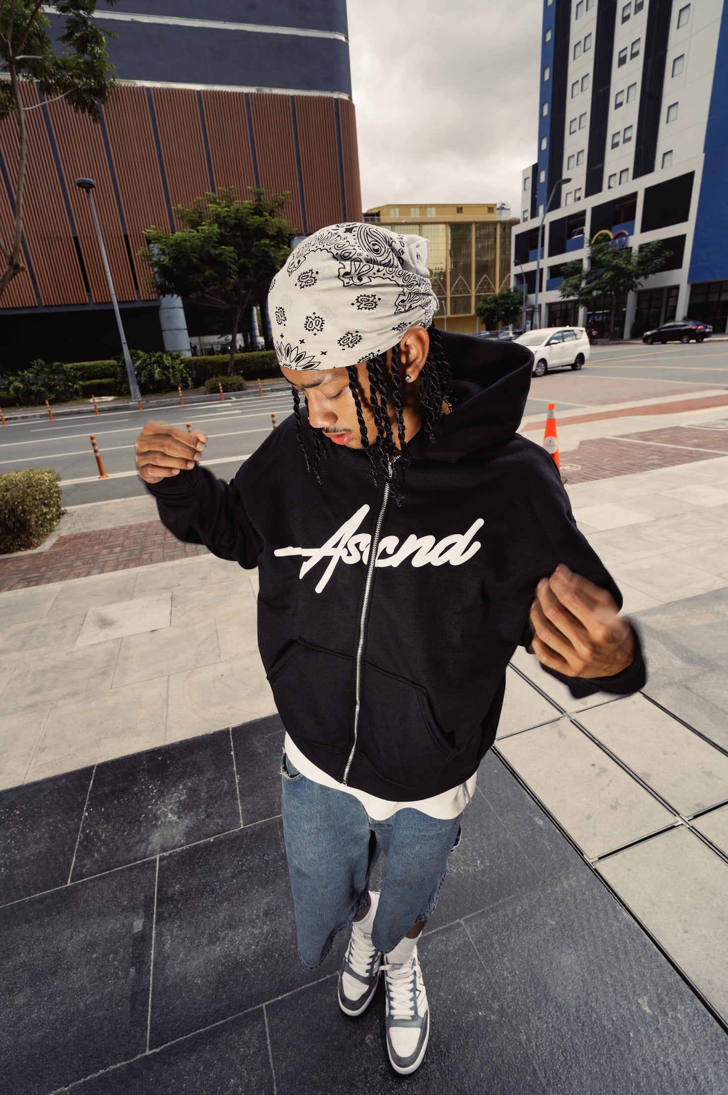 Vantablack Full Zip Boxy Hoodie - Black