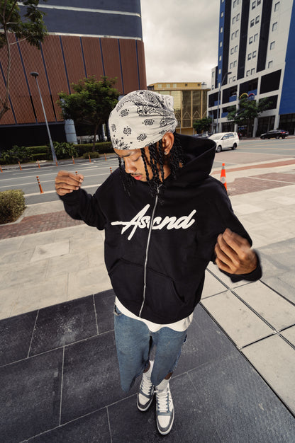 Vantablack Full Zip Boxy Hoodie - Black