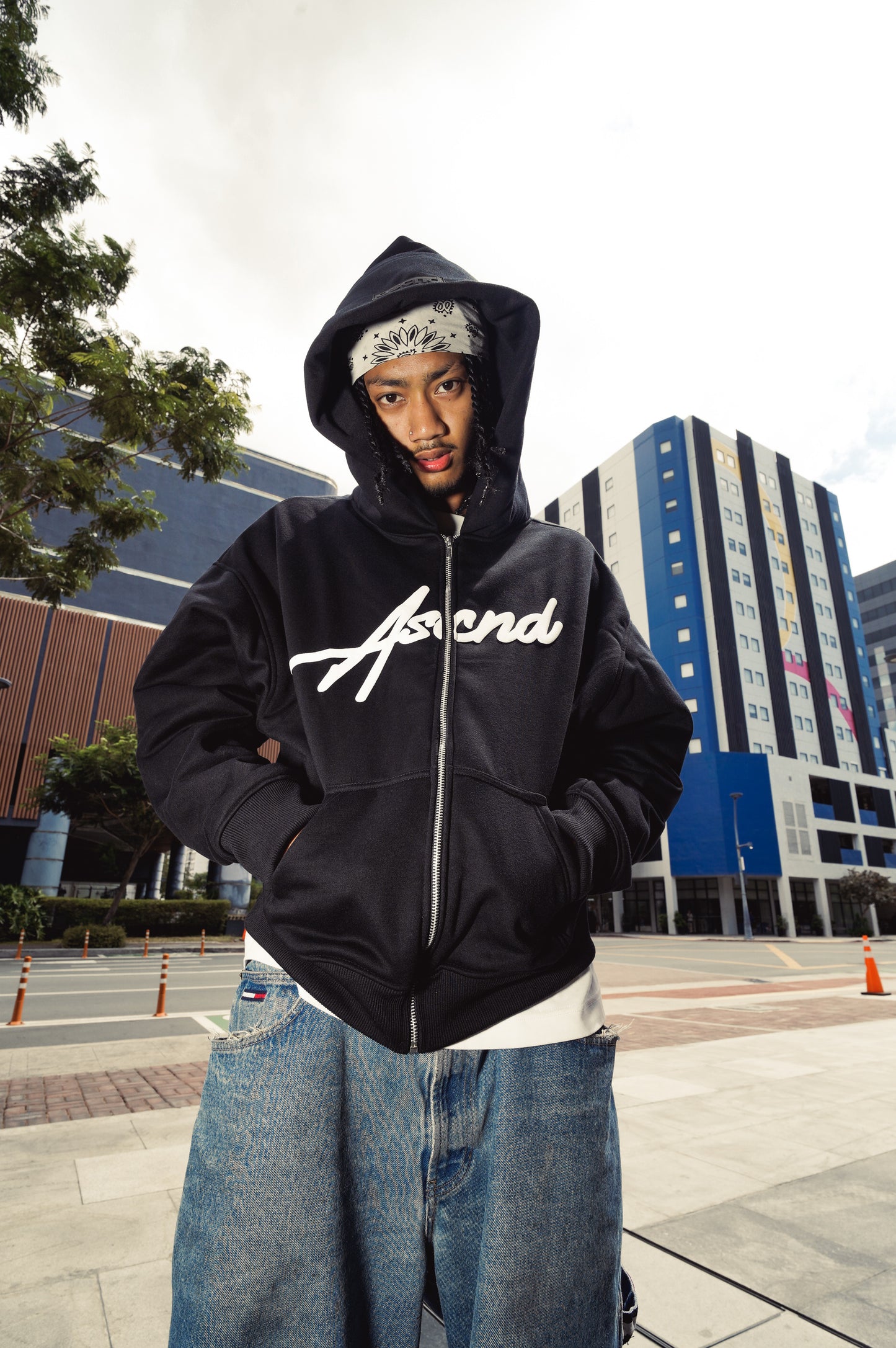 Vantablack Full Zip Boxy Hoodie - Black