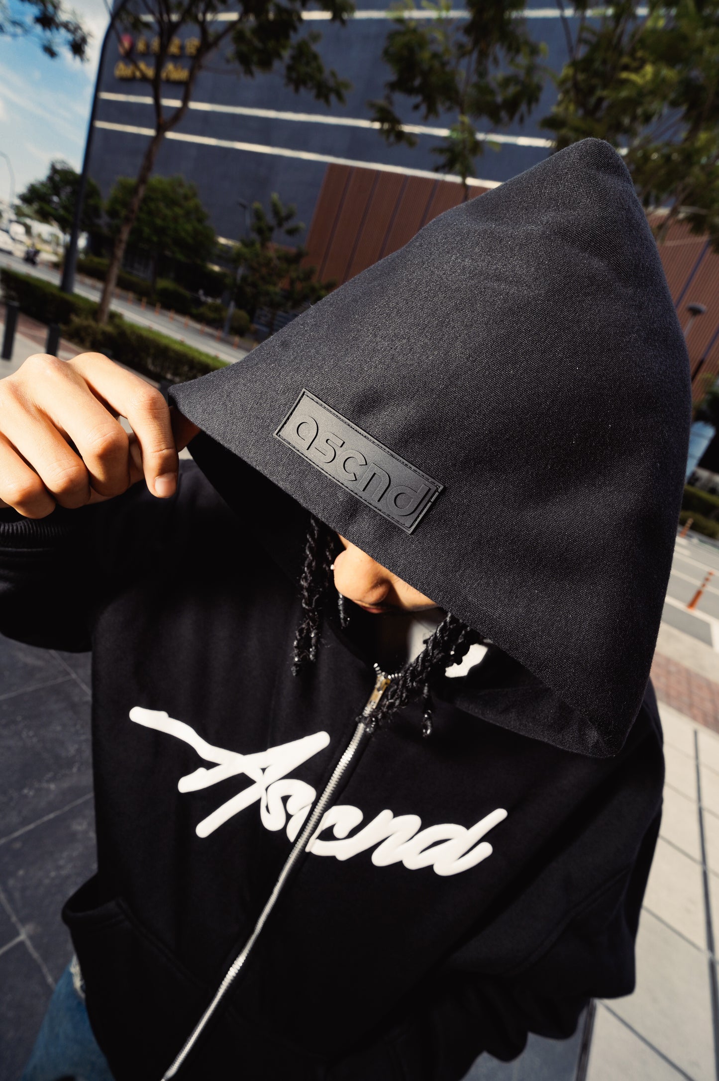 Vantablack Full Zip Boxy Hoodie - Black