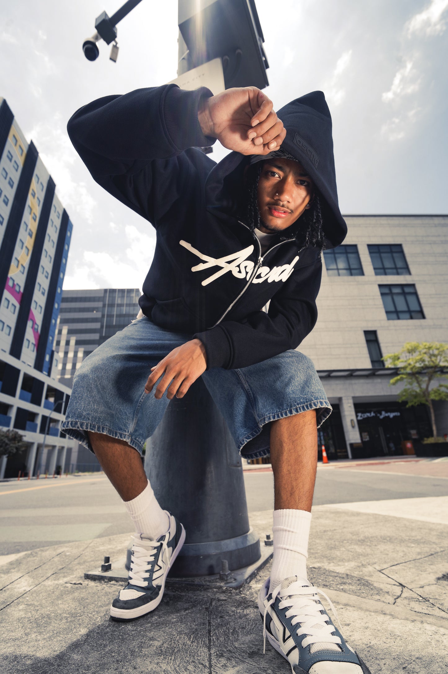 Vantablack Full Zip Boxy Hoodie - Black