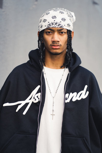 Vantablack Full Zip Boxy Hoodie - Black