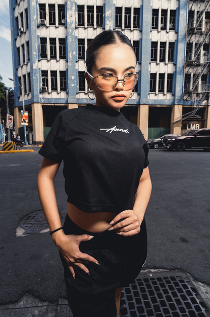 Luna Embro Crop top - Black