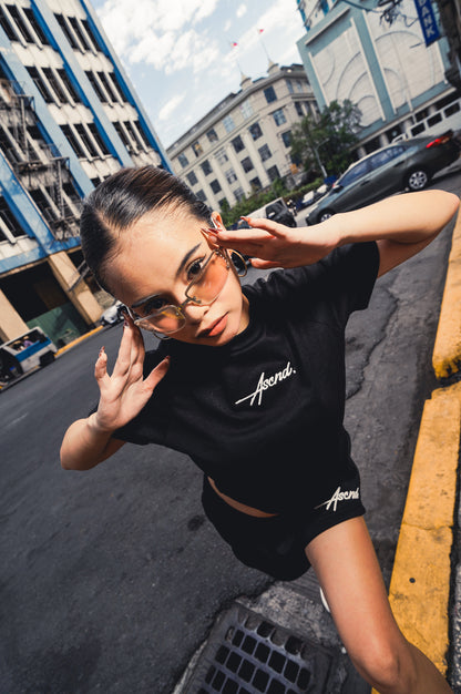 Luna Embro Crop top - Black